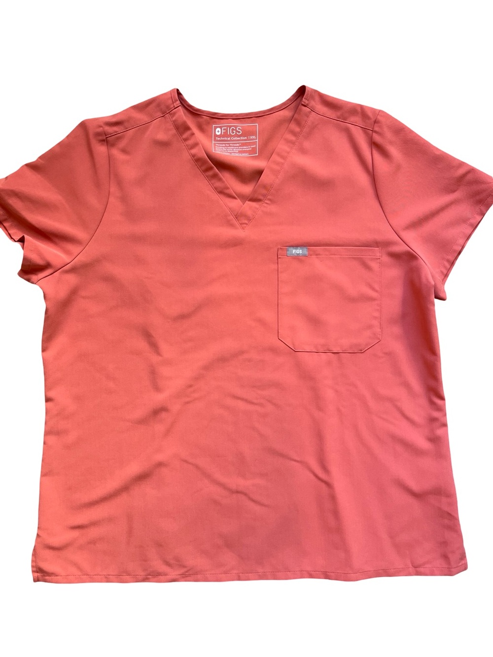 FIGS Women’s Orange Technical Collection Catrina V-Neck Scrub Top XXL